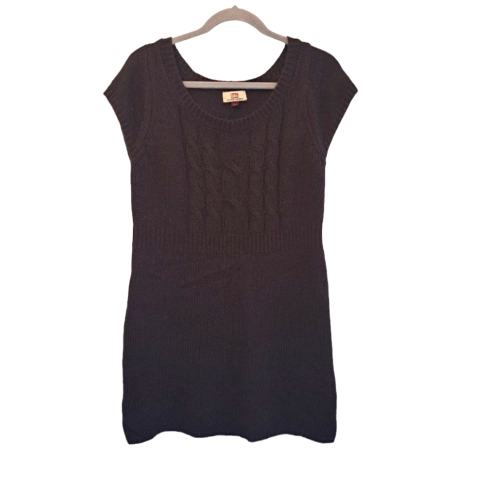 LEI Cap Sleeved Sweater Dress Tunic Brown Knit Size XL